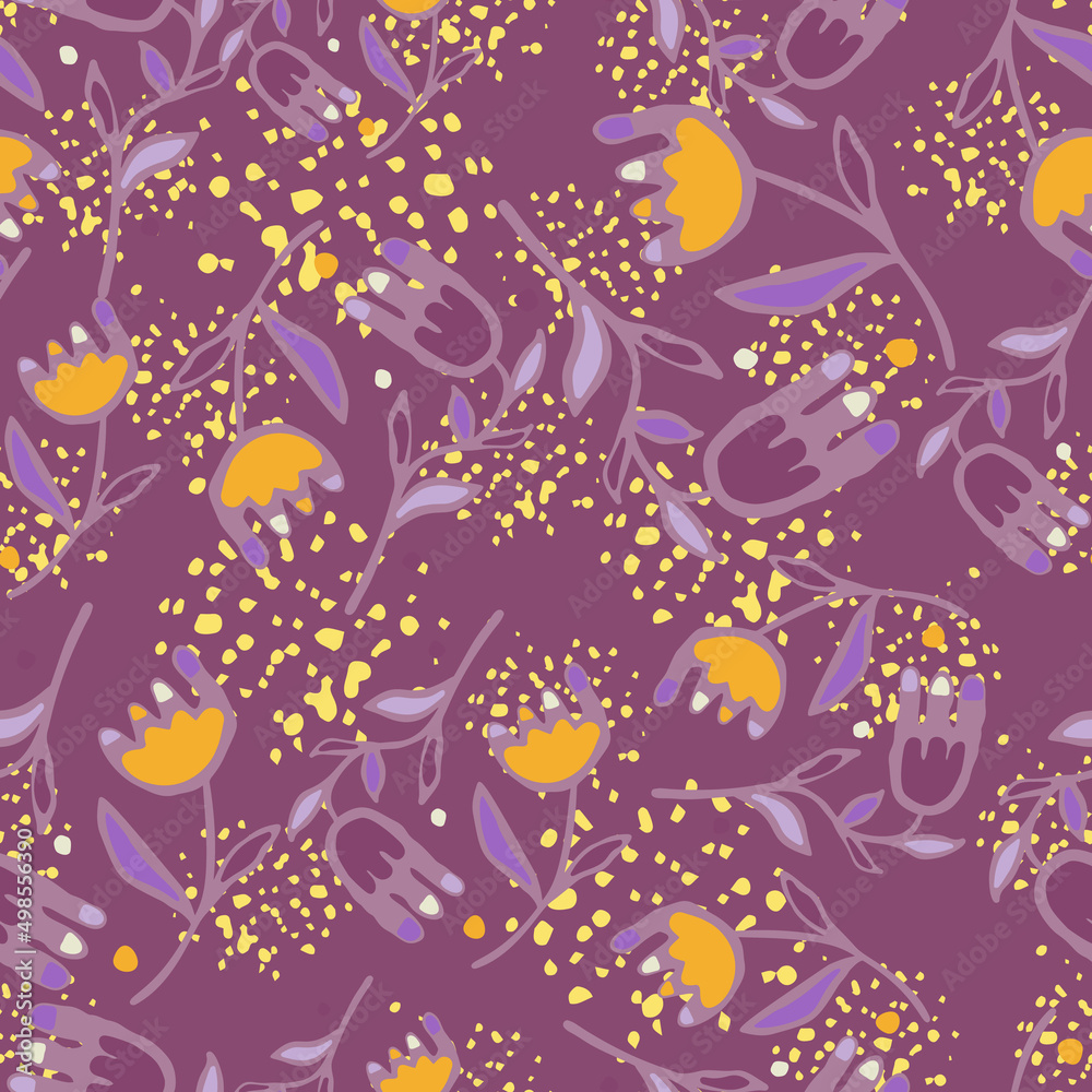 Creative flower seamless pattern. Folk floral wallpaper.