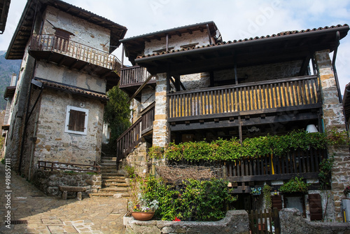 Historic residential buildings in Poffabro, a medieval village in the Val Colvera valley in Pordenone province, Friuli-Venezia Giulia, north east Italy
 photo