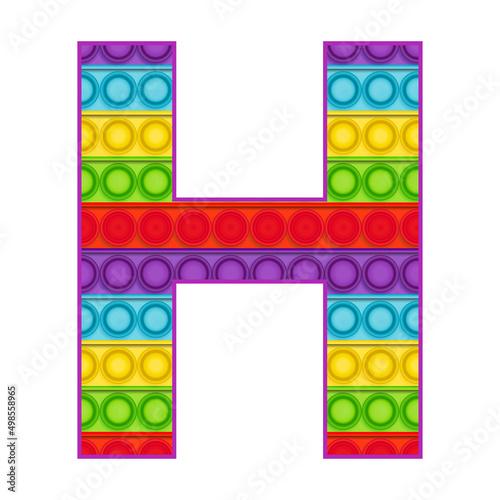 Bright letters Simple Dimple. Pop it rainbow color. Letter H.