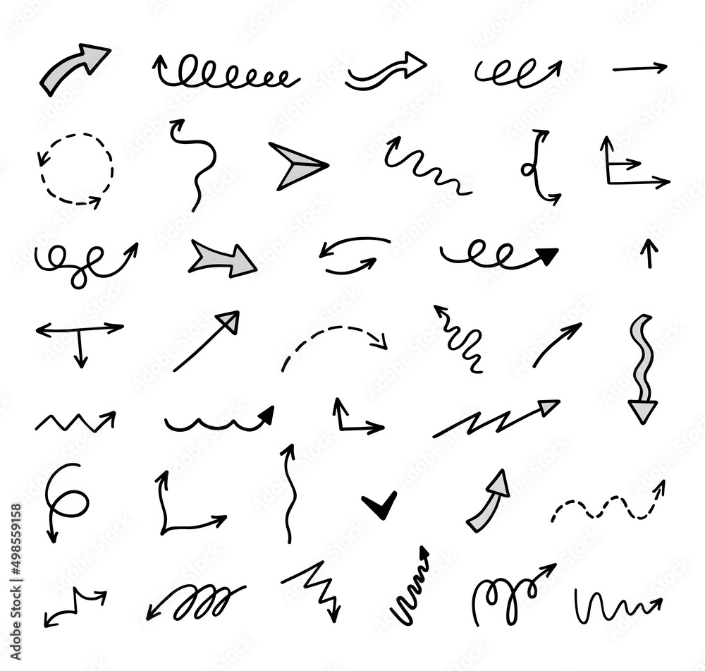 Vector set of hand drawn arrows, elements for presentation Vector set of hand drawn arrows, elements for presentation
