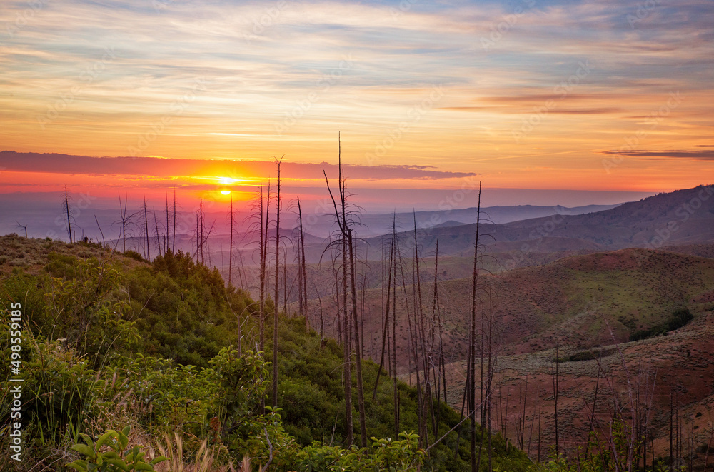 beautiful sunset up in the mountains