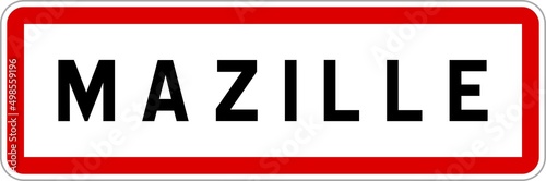Panneau entrée ville agglomération Mazille / Town entrance sign Mazille