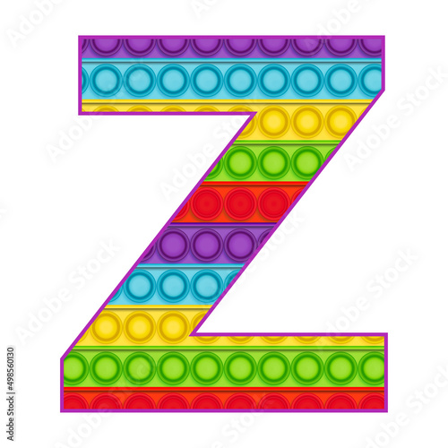 Bright letters Simple Dimple. Pop it rainbow color. Letter Z.