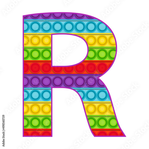 Bright letters Simple Dimple. Pop it rainbow color. Letter R.