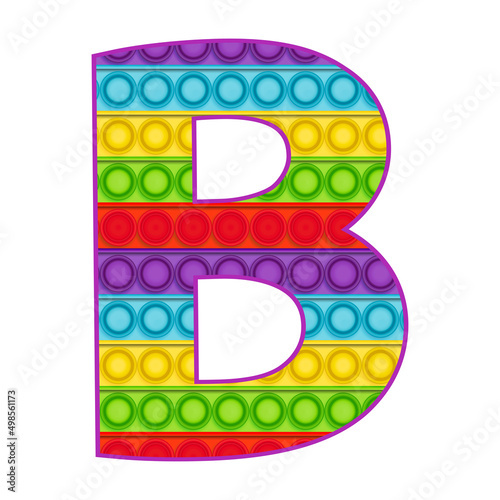 Bright letters Simple Dimple. Pop it rainbow color. Letter B.