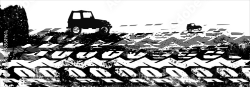 Foto Offroad horisontal poster. Extreme off-road adventure background