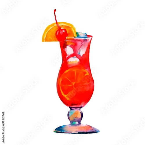 Orange cocktail with orange on the edge of the glass