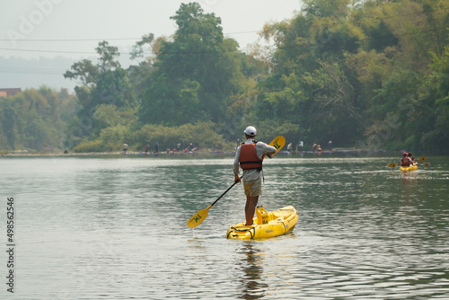 Wallpaper Mural Tourists on the kayaking along the Nam song at Vang Vieng, Laos. Torontodigital.ca