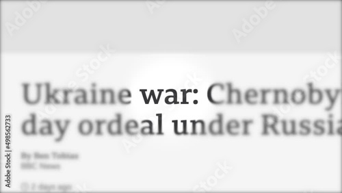 War animated headline of news outlets around the world. Breaking world news global media. Russian Federation Putin attacked Ukraine. Russian aggression, troops, soldiers. War in Ukraine