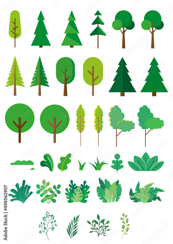 Design flat illustration about types of trees and plant - NATURE