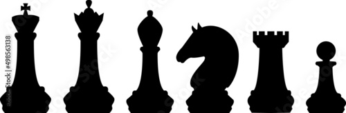 Black Color Chess Piece Set Fototapet