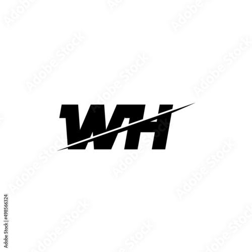 Flat minimal initial WH letter logo with creative cut design inspiration