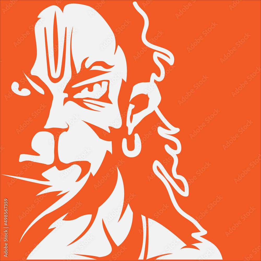 Hanuman Jayanti poster wallpaper design, Hindu God silhouette background,  vector banner Stock Illustration | Adobe Stock