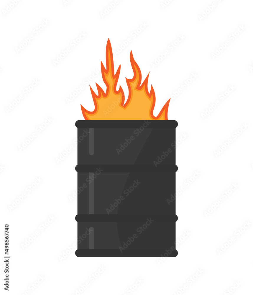 Burning barrel. Trash can and fire. The problem of urban Homelessness and poverty. Flat cartoon isolated on white