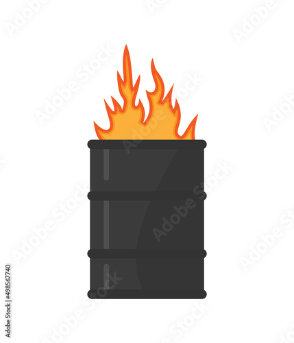 Burning barrel. Trash can and fire. The problem of urban Homelessness and poverty. Flat cartoon isolated on white