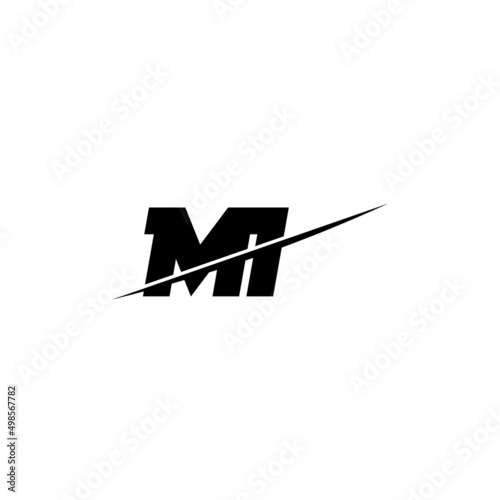 Flat minimal initial MI letter logo with creative cut design inspiration