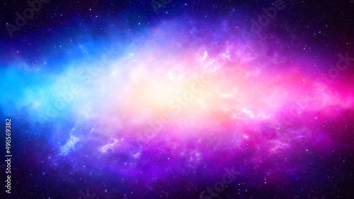 Fototapeta Naklejka Na Ścianę i Meble -  Abstract background of a bright nebula in pink and blue colors. Digital illustration