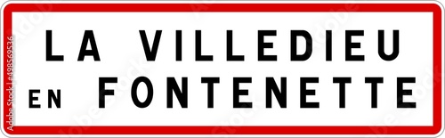 Panneau entrée ville agglomération La Villedieu-en-Fontenette / Town entrance sign La Villedieu-en-Fontenette