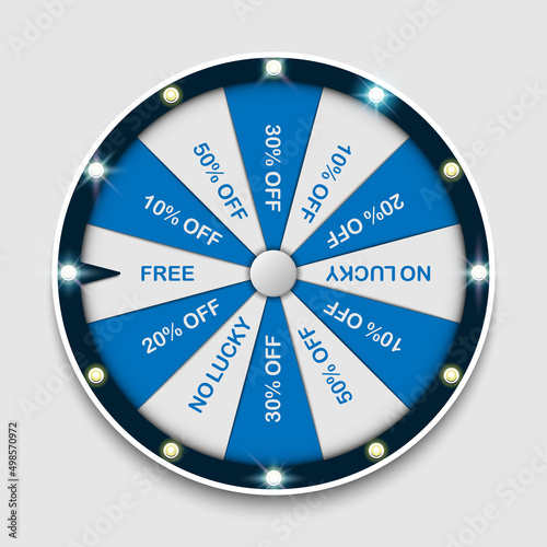 Spinning fortune wheel, lucky roulette, online promotion events, vector illustration photo