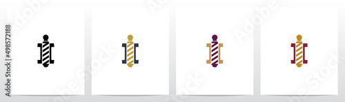 Barber Shop Pole On Letter Logo Design I
