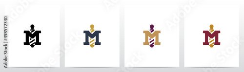 Barber Shop Pole On Letter Logo Design M