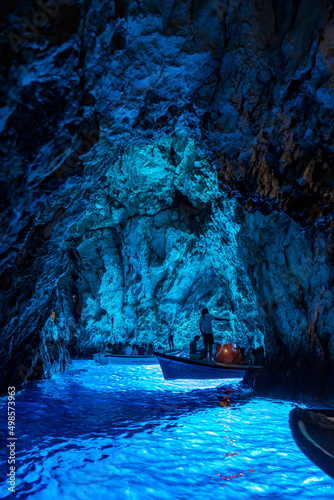 Fotografie Blue cave on Bisevo island, beautiful place to go, Croatia