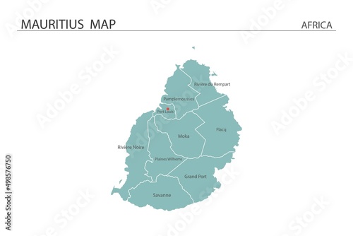 Mauritius map vector illustration on white background. Map have all province and mark the capital city of Mauritius.