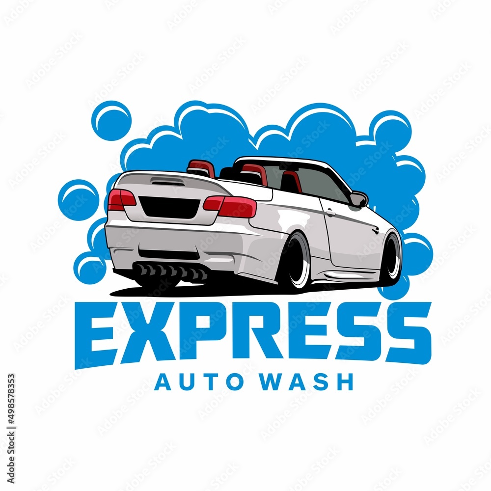 Obraz premium car wash illustration logo design concept vector 