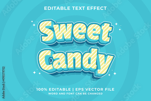 Editable text effect Sweet Candy 3d Cartoon template style premium vector