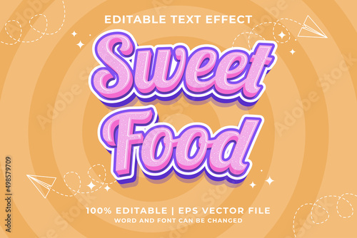 Editable text effect Sweet Food 3d Cartoon template style premium vector