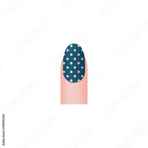 Nail fashion sticker with polka dot, realistic vector illustration isolated.