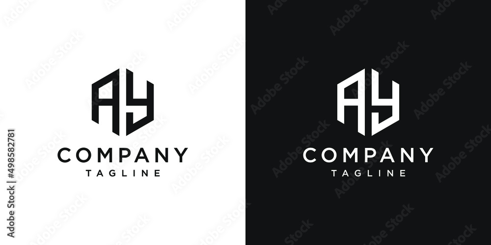 Creative Letter AY Monogram Logo Design Icon Template White and Black