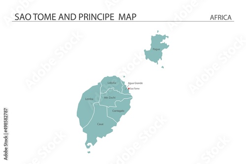 Sao Tome and Principe map vector illustration on white background. Map have all province and mark the capital city of Sao Tome and Principe.