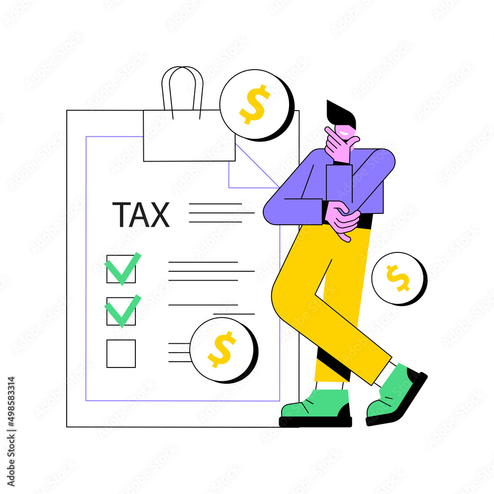 Personal income tax abstract concept vector illustration. Budget calculation, online IRS form, bank account, bill payment, receiving invoice, economic report, loan and credit abstract metaphor.