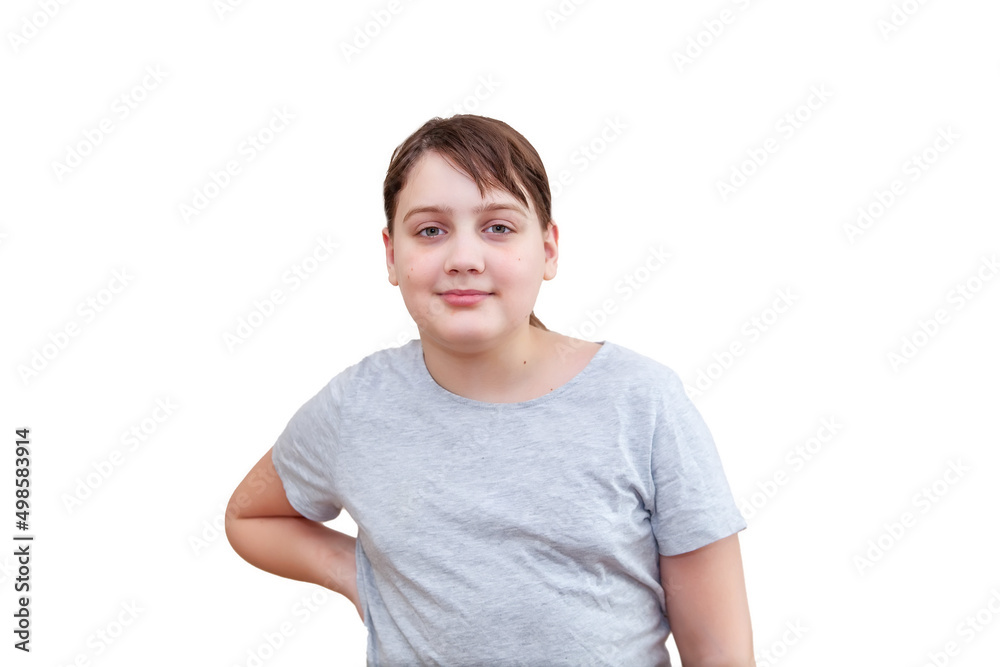 Studio shot of young 12 year old girl, white background Studio shot of young 12 year old girl, white background