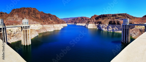 Panorama view of the Hoover Dam reservoir, Lake Mead
