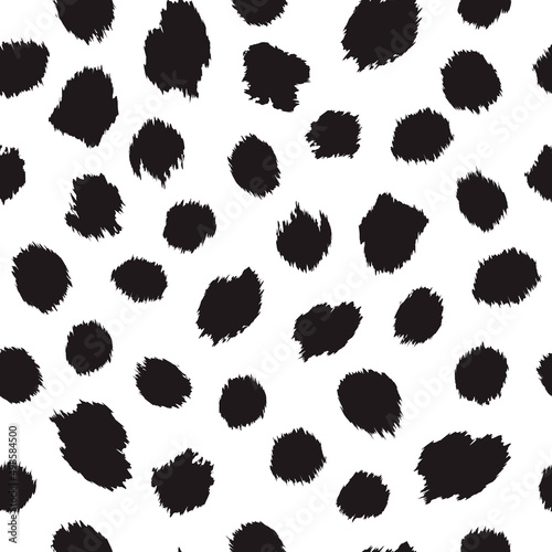 Black spots on white background seamless pattern. 