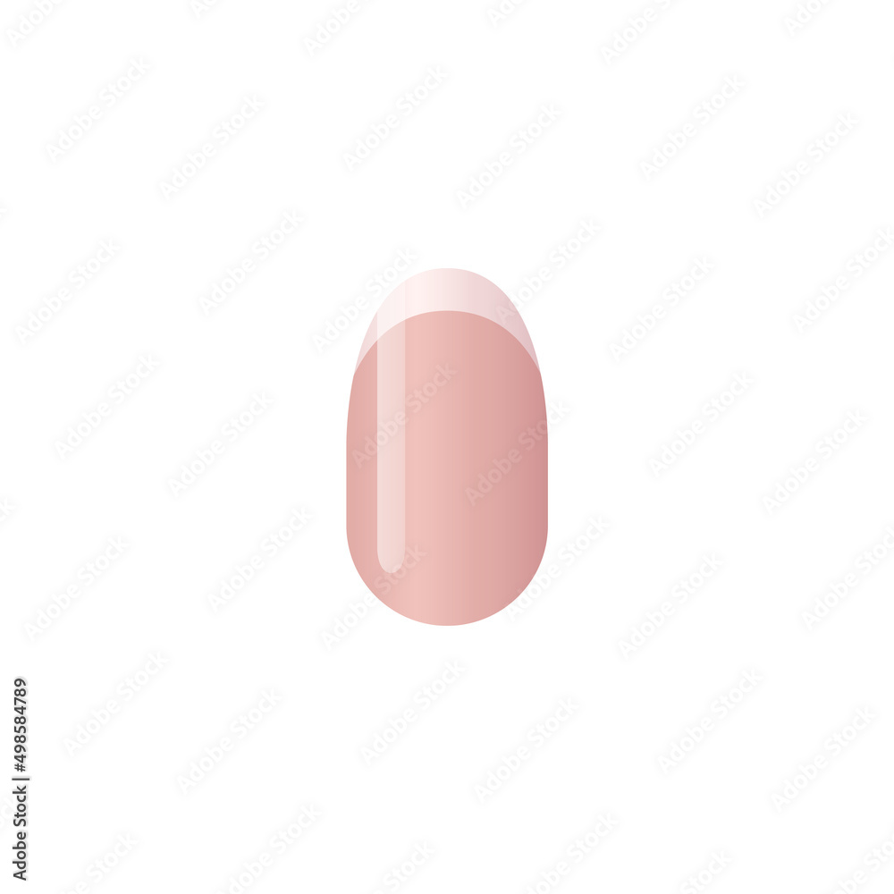 Finger nail with french manicure design realistic vector illustration isolated.