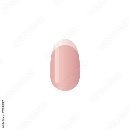 Finger nail with french manicure design realistic vector illustration isolated.