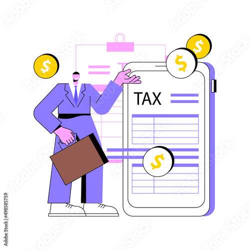 Mobile app tax filing software abstract concept vector illustration. Tax applications for smartphone and tablet, e-file your income statement online, live chat, IRS form abstract metaphor.