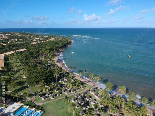 High angle shot of Pakarang beach with beautiful palm trees photo