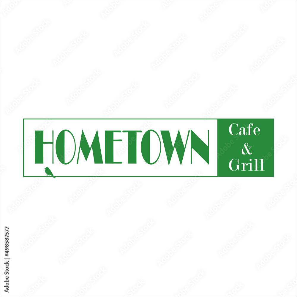 Hometown cafe and grill, green color logo. Logo Design, Vector Icon Design