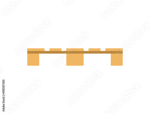 Wooden storage pallet side view flat vector illustration isolated on white.