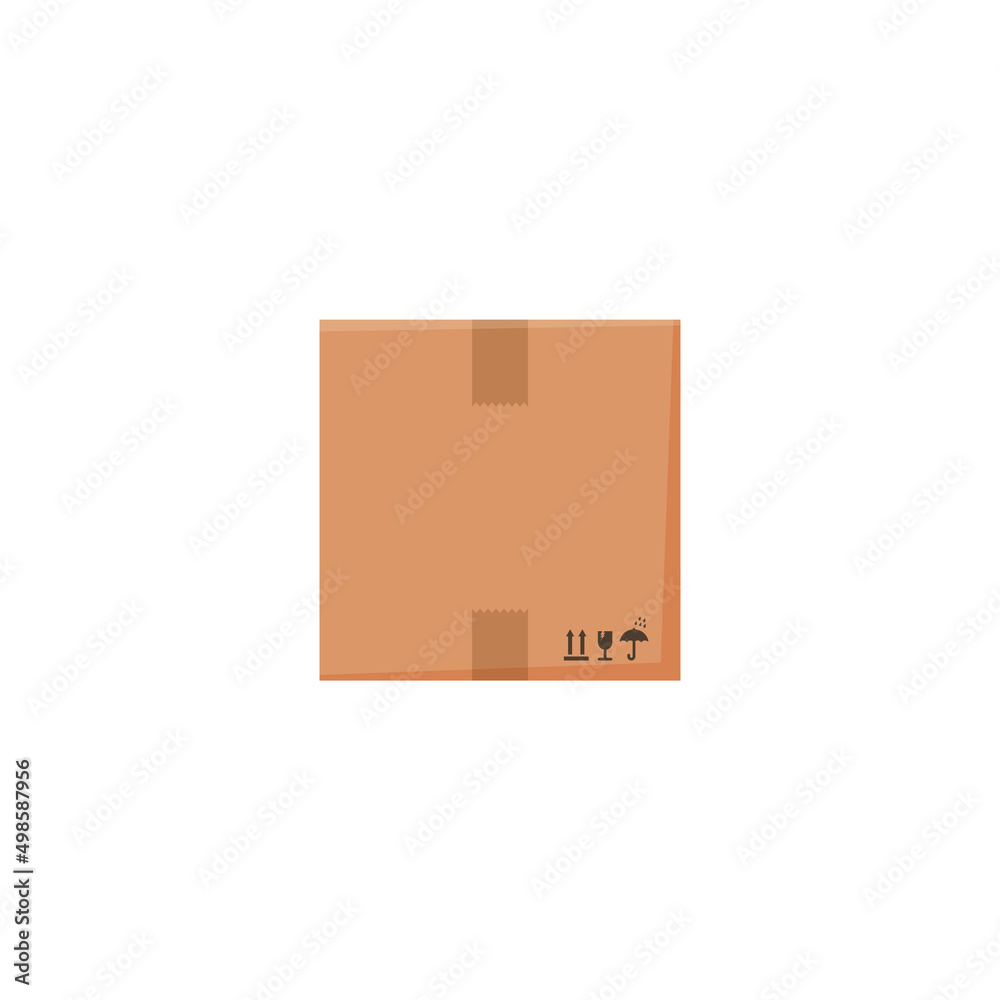 Cardboard storage postal box container, flat vector illustration isolated.