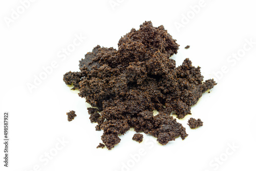Coffee powder wet isolated on white background