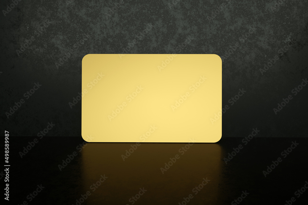 golden card blank over dark background, 3d render golden card blank over dark background, 3d render