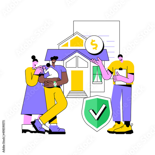 Insured mortgage protection program abstract concept vector illustration. Payment deferral, special payment arrangement, COVID-19 economic response plan, governmental help abstract metaphor.