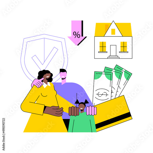 Mortgage relief program abstract concept vector illustration. Reduce or suspend mortgage payments, loan modification, governmental help, home owner budget, risk insurance abstract metaphor.