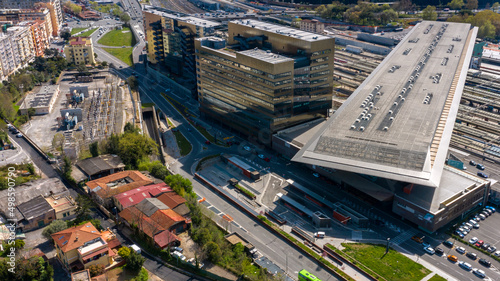 Photography Aerial view of Roma Tiburtina, the second largest railway station in Rome, Italy