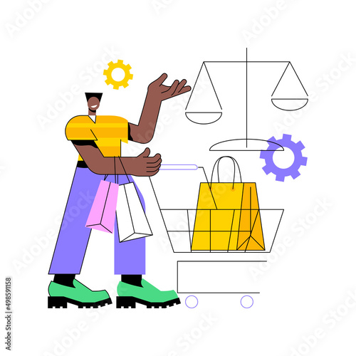Consumer law abstract concept vector illustration. Consumer litigation, legal protection service, law firm, judicial agreement, replacement of faulty product, buyer rights abstract metaphor.